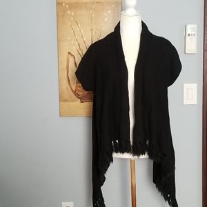 Charlotte Russe Black Fringe Cardigan Size L